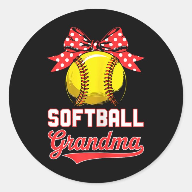 Softball Grandma Shirt Women Softball Lover Mother Classic Round Sticker (Front)