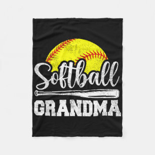 Softball Grandma Softball Player Game Day Mother's Fleece Blanket