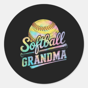 Softball Grandma Tie Dye Softball Lovers Mothers D Classic Round Sticker