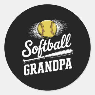 Softball Grandpa _2  Classic Round Sticker