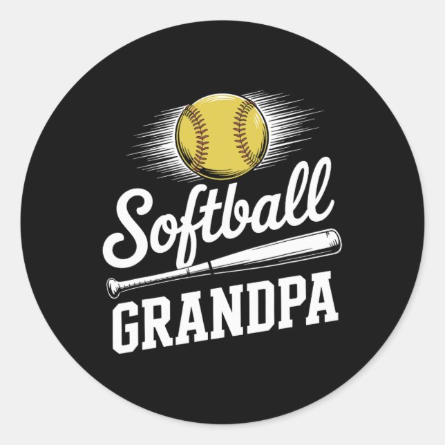 Softball Grandpa _2  Classic Round Sticker (Front)