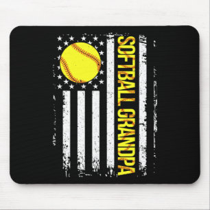 Softball Grandpa American Flag Vintage Ic Game Day Mouse Mat