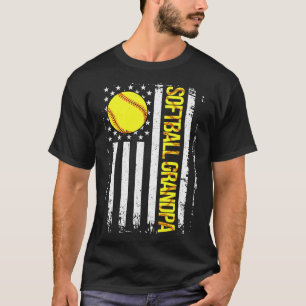 Softball Grandpa American Flag Vintage Ic Game Day T-Shirt