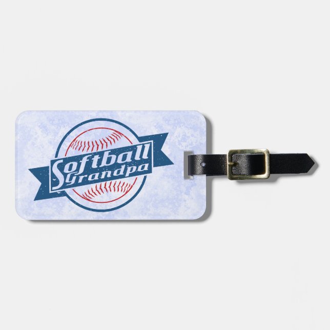 Softball Grandpa Blue & Red Luggage Luggage Tag (Front Horizontal)