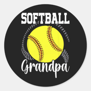 Softball Grandpa Grandfather Father's Day _1  Classic Round Sticker
