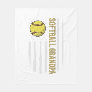 Softball Grandpa Vintage Flag Vector Design_1 Fleece Blanket