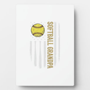 Softball Grandpa Vintage Flag Vector Design_1 Plaque