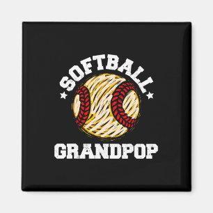 Softball Grandpop Distressed Vintage Funny Grandpa Magnet