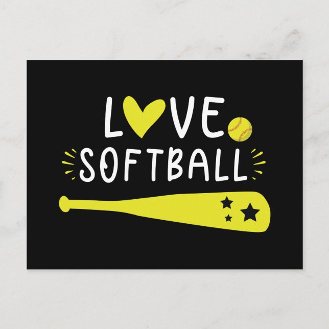 Softball Graphic Saying for Girls and Women Invitation Postcard (Front)