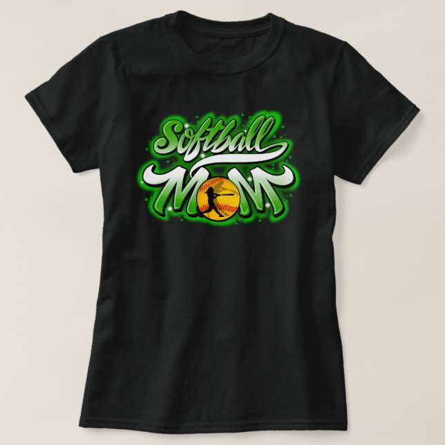 Softball -green- Mum t-shirt   (Design Front)