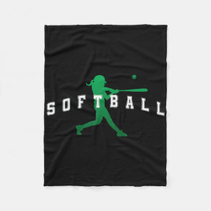 Softball Green Team Player Varsity Text Fleece Blanket