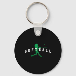 Softball Green Team Player Varsity Text Key Ring