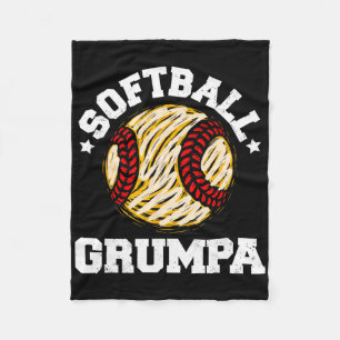Softball Grumpa Distressed Vintage Funny Grandpa G Fleece Blanket