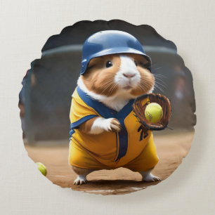 Softball Guinea Pig, Round Cushion