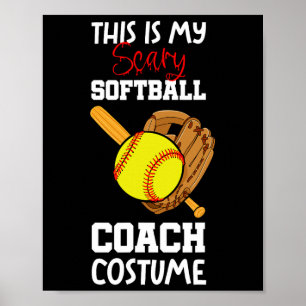 Softball Halloween Scary Coach Costume Player Poster