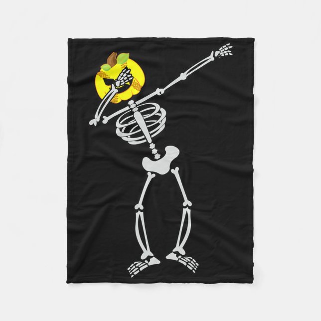 Softball Halloween Skeleton Dabbing Pumpkin  Fleece Blanket (Front)