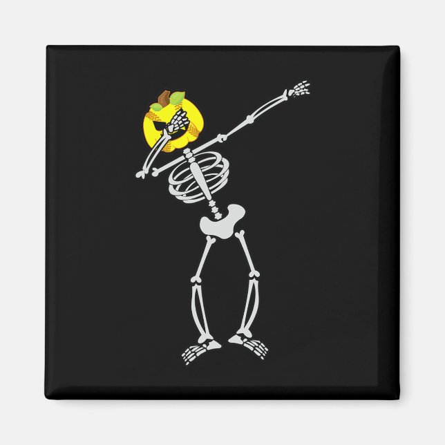 Softball Halloween Skeleton Dabbing Pumpkin  Magnet (Front)