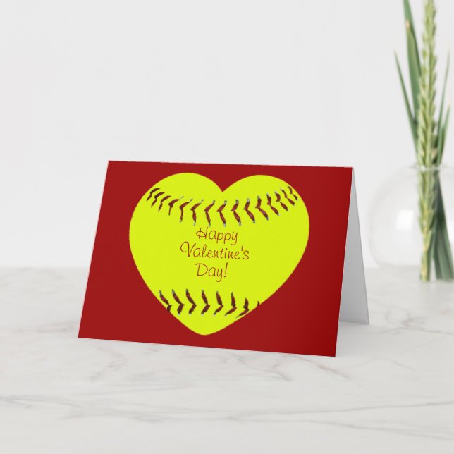 Softball Happy Valentines Day Card (Front)