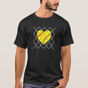 Softball Heart Behind A Chain Link Fence  My View  T-Shirt