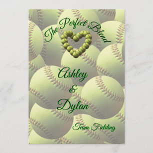 Softball Heart Blended Family Wedding Invitation