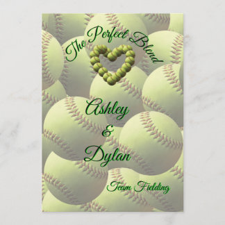 Softball Heart Blended Family Wedding Invitation