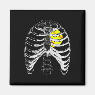 Softball Heart In Ribcage Shirt - Halloween Softba Magnet