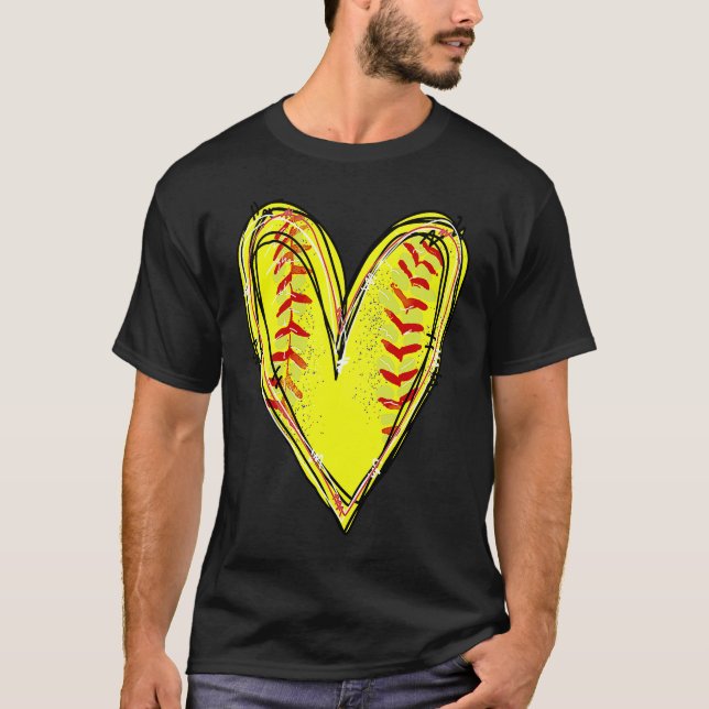 Softball Heart Love Softball Mom Softball Game Day T-Shirt (Front)
