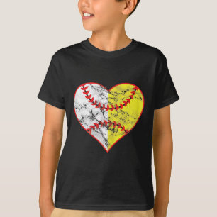Softball Heart Mum Baseball Mother's Day Best Base T-Shirt