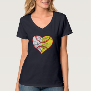 Softball Heart Mum Women Baseball Ideas T-Shirt