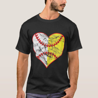 Softball Heart Mum Women Baseball Ideas T-Shirt