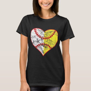 Softball Heart Mum Women Baseball Ideas T-Shirt