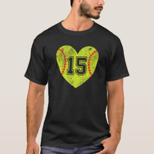 Softball Heart Player 15 Softball Mum Dad Varsity T-Shirt