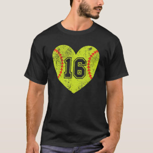 Softball Heart Player 16 Softball Mum Dad Varsity T-Shirt