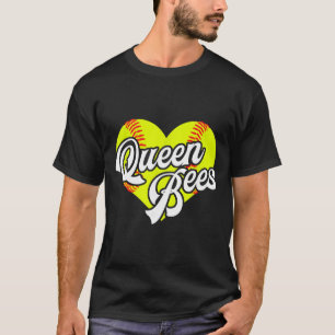 Softball Heart Queen Bees Team T-ball League Girls T-Shirt