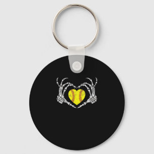 Softball Heart Skeleton Hand Halloween Costume Fun Key Ring
