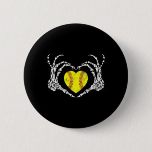 Softball Heart Skeleton Hand Halloween Costume Men 6 Cm Round Badge