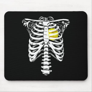 Softball Heart Skeleton Rib Cage Halloween Love So Mouse Mat