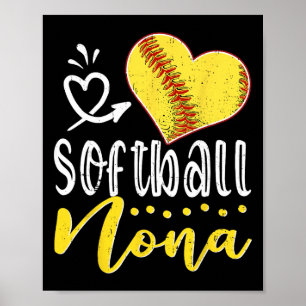 Softball Heart Softball Nona Family Matching Poster