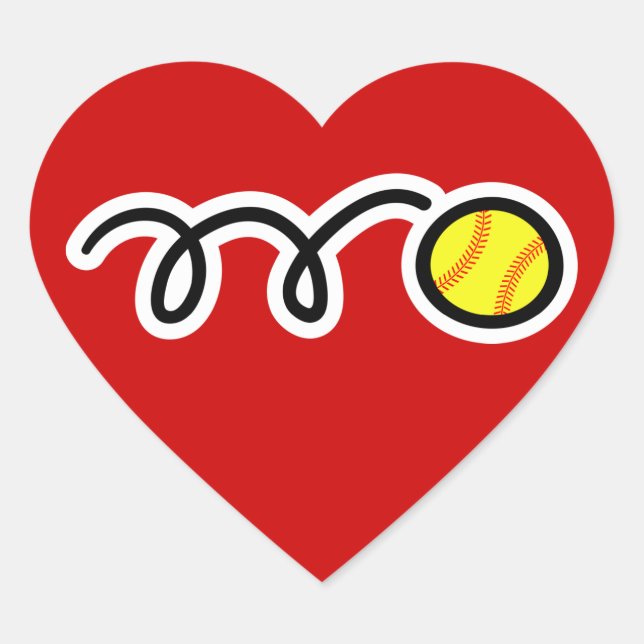 Softball Heart Sticker (Front)