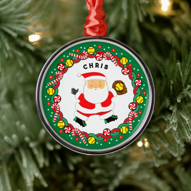 Softball Holiday Gift Ceramic Ornament (Tree)