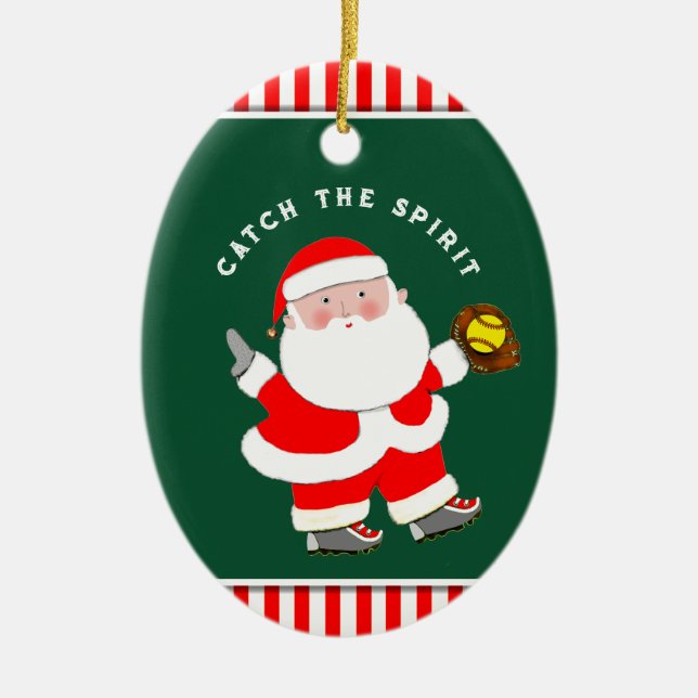 Softball Holiday Gift Ceramic Tree Decoration (Front)