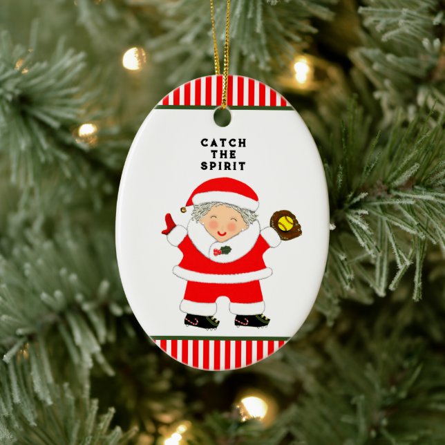 Softball Holiday Gift Ceramic Tree Decoration (Tree)