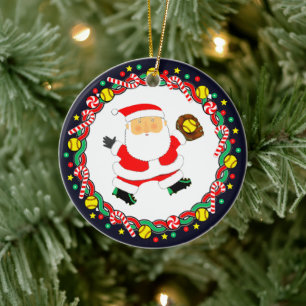 Softball Holiday Gift Ceramic Tree Decoration