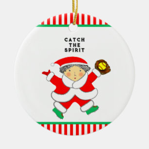 Softball Holiday Gift Ceramic Tree Decoration