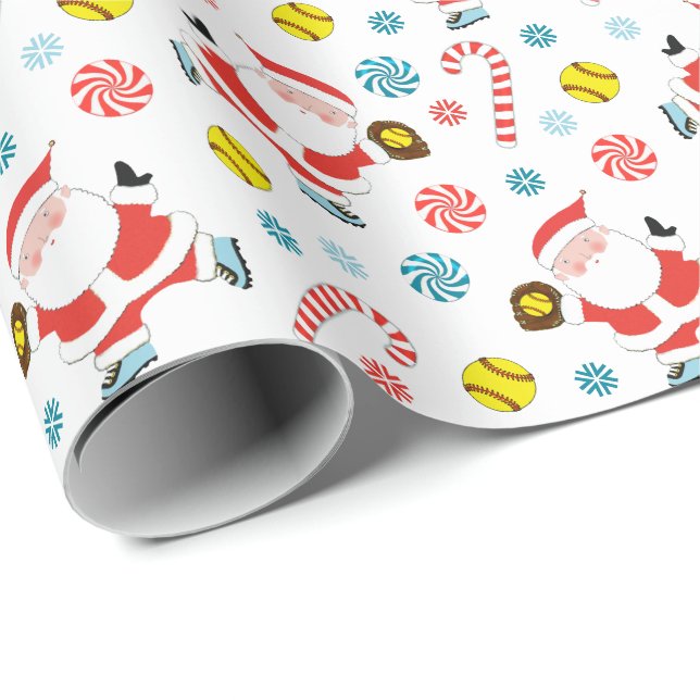 Softball Holiday Gift Wrapping Paper (Roll Corner)
