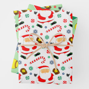 Softball Holiday Gift Wrapping Paper