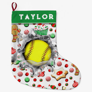 Softball Holiday Gifts Large Christmas Stocking