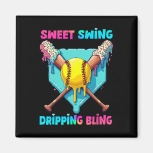 Softball Home Plate Drip For Girls Boys Ice Cream Magnet