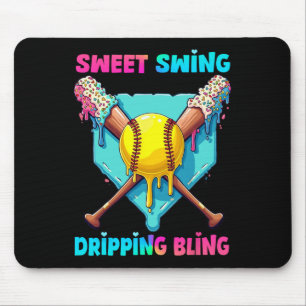 Softball Home Plate Drip For Girls Boys Ice Cream  Mouse Mat