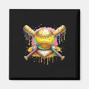 Softball Home Plate Ice Cream Drip Sport Team Ice Magnet